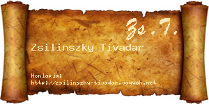 Zsilinszky Tivadar névjegykártya